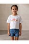 Girls White Embroidered Flower T-Shirt