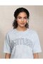 Women Blue Placement Print Short Sleeve Active T Shirt - 4