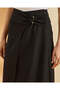 Women Black Front Twist Detailed Wrap Midi Skirt - 4