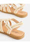 Girls Beige Crochet Fisherman Sandals - 4