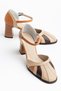 Women's Beige Genuine Leather Classic Heeled Shoes - 2