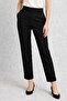 Plus Size Women's Slit Detail Ankle Length Fabric Trousers 07 Black
