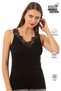 Özkan 2001 3-Pack Women's 100% Cotton Ribbed Black White Burgundy Lace Guipure Magnolia Undershirt - 2