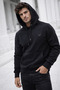 Men's Black Cotton Kangaroo Pocket Hooded Sweatshirt - 4