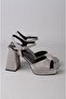 Seç 203 Platform Heelled Evening Dress Shoes (Heel 10.5cm - Platform cm) Platinum - 4