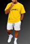 Limited Edition Printed Double Oversize Yellow T-Shirt Shorts Men's Set - 2
