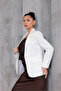 Women's White Blazer Jacket with Pocket Details - 5