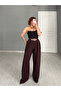 Premium Trend Bridge Detail Suede Belted Wide-Leg Trousers - 4