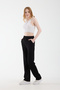 Women's Black Straight-Leg Modal Fabric Sweatpants with Waist Tie and Pockets (Suitable for Height 1.65 and Below) - 5