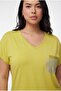 Women's Plus Size Pocket Print Detail White-Yellow Blouse - 4