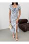 Balloon Sleeve Slit Dress - 7