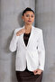 Women's White Blazer Jacket with Pocket Details - 7