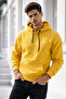 Men's Yellow Cotton Hooded Sweatshirt with Kangaroo Pocket - 4