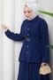 Pencil Skirt Suit with Belt Navy Blue Hm2883 - 4