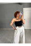 Premium Trend Bridge Detail Suede Belted Wide-Leg Trousers - 2