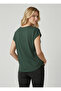 Women's Green Crew Neck Plain Short Sleeve T-Shirt Nj94 - 4