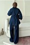 Women's Double Button Long Blouse Jeans Pants Set - 2