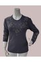Luxury Blouse Stone Embellished Long Sleeve Clover Knitwear Mother Blouse
