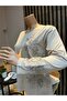 Women's Embroidered Stone-Adorned Mother's Combed Cotton Blouse for Middle Ages and Above - 3