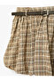 Plaid Comfortable Cut Mini Balloon Skirt with Belt Detail - 6