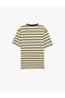 Cotton Regular Fit Short Sleeve Crew Neck Striped T-Shirt - 3