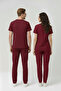 Biking Red Lycra Scrubs Doctor Nurse Uniform Bat Sleeve Set Unisex - 2