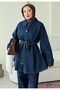 Women's Double Button Long Blouse Jeans Pants Set - 4
