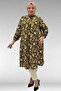 68014 Plus Size Hakimyaka Double Buttoned Mango Tunic - Patterned Black