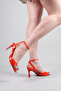 Sare Ankle Strap Patent Leather Heeled Shoes Orange - 2