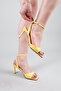 Sare Ankle Strap Patent Leather Heeled Shoes Yellow