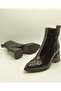 Valeria Black Bean Pattern Genuine Leather Women's Boots – Pointed Toe, Metal Accessory Heel - 5