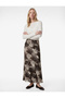 Bell Cut Leopard Patterned Midi Satin Skirt