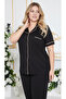Buttoned Women's Plus Size Oversized Pajama Set - 3
