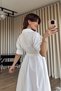 White Balloon Sleeve Corset Detailed Shirt Dress - 5