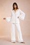 Shirt Collar Ecru Pajama Set - 2