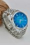 Steel Cord, Waterproof, with Calendar, Silver Color Cord, Colorful Glass Men's Wristwatch - 2