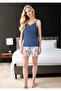 Modal & Cotton 3-Piece Pajama Set – Strapless Tank Top, Shorts, and Robe, Home Wear (Teddy Bear Keychain Gift) - 3