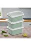 3-Piece Easy Keep Rectangular Storage Container with Lid 2000ml