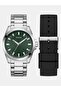 Mens Silver Tone Analog Watch Box Set