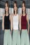 Set of 3 Women's Ribbed Knit Crew Neck Cropped Blouses