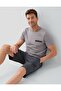 Men's Cotton Gray Short Sleeve, Long Pants/Short Shorts 3-Piece Boxed Pajama Set - 2