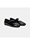 Women's Black Mary Jane Leather Ballerinas with Metal Accessories