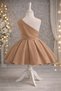 Special Design Rosalia Model Light Brown Color Sleeveless Rose Accessory Detailed Girls' Evening Dress - 3