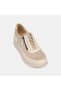 Women's Beige Desacomfort Zippered Leather Sports Shoes - 7