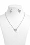Silver Color Waterway Zircon Stone Dragonfly Model Necklace Earring Set - 3