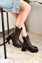 Women's Pita Brown (8 cm) Platform Heeled Zippered Boots - 2