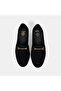 Women's Black Metal Gold Buckle Suede Leather Loafer - 6