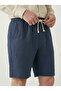 Men's Navy Blue Linen Muslin Shorts 100% Cotton Organic Fabric with Back Pockets - 3