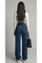 Christina 90's Lycra Women's Dark Blue Super High Waist Loose Leg Denim Loose Palazzo Trousers - 4