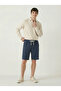 Men's Navy Blue Linen Muslin Shorts 100% Cotton Organic Fabric with Back Pockets - 6